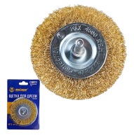 Щетка для дрели плоская  75 мм, 3 ", латунированная, волнистая проволока,"MAXIMUM" MX 17849