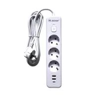 Удлинитель с заземлением 3 м, 3 розетки, 2 USB порта, Type C, "MAXIMUM" MX 12486 (2585)